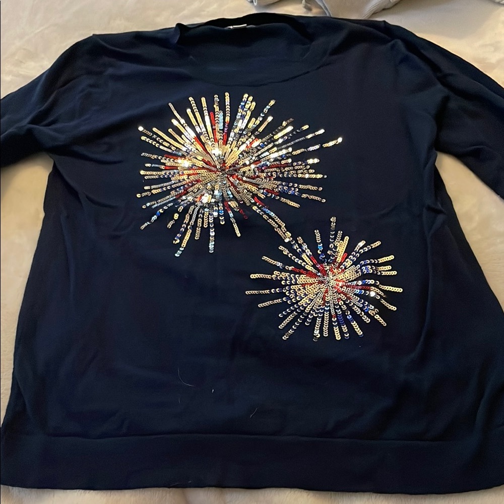Navy Sequin Firework Design Top j.crew new years